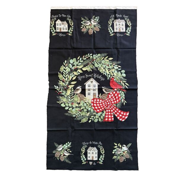 Moda HOLIDAYS AT HOME 56079 Black Quilt PANEL Deb Strain 24" x 45" CHRISTMAS - Picture 1 of 5
